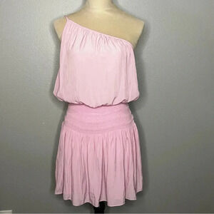 Ramy Brook New York Single Strap Mini Dress Women Medium Pink Smocked Lined